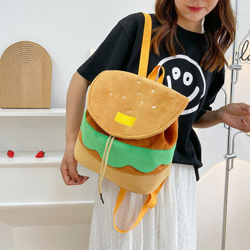 Cute Hamburger Plush Backpack with Coin Purse - Perfect for Kids and Girls