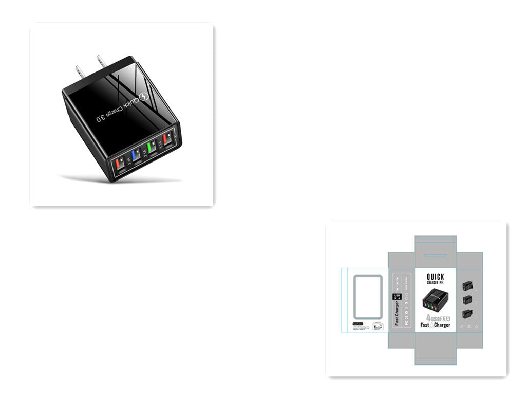 USB Quick Charge 3.0 4-Port Wall Charger – Fast Charging for Phones & Tablets