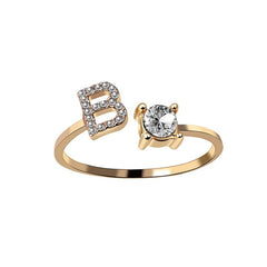 Adjustable 26 Initial Letter Ring - Fashion Jewelry for Women