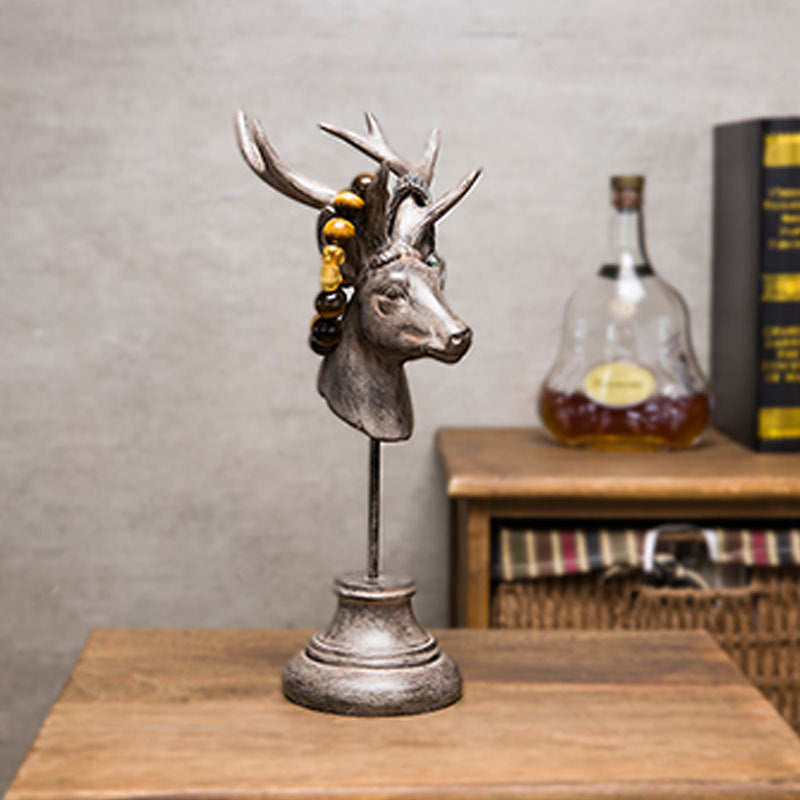 Retro Deer Head Sculpture - Minimalist Jewelry Frame & Home Decor