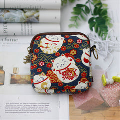 Kawaii Cat Canvas Coin Purse for Women and Girls
