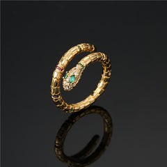Fashion Gold Color Snake Ring – Adjustable Zirconia Jewelry for Women