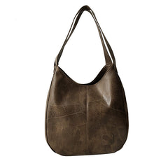 Vintage-Inspired PU Leather Large Tote Shoulder Bag for Women