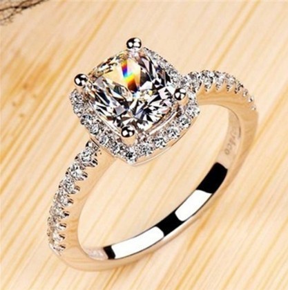 Bridal Wedding Engagement Ring in White Gold Color