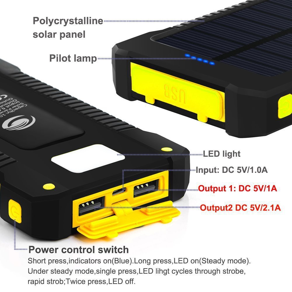Universal Ultra-Thin Mobile Phone Solar Charger with Camping Lights – Portable Power Bank for Outdoor Use