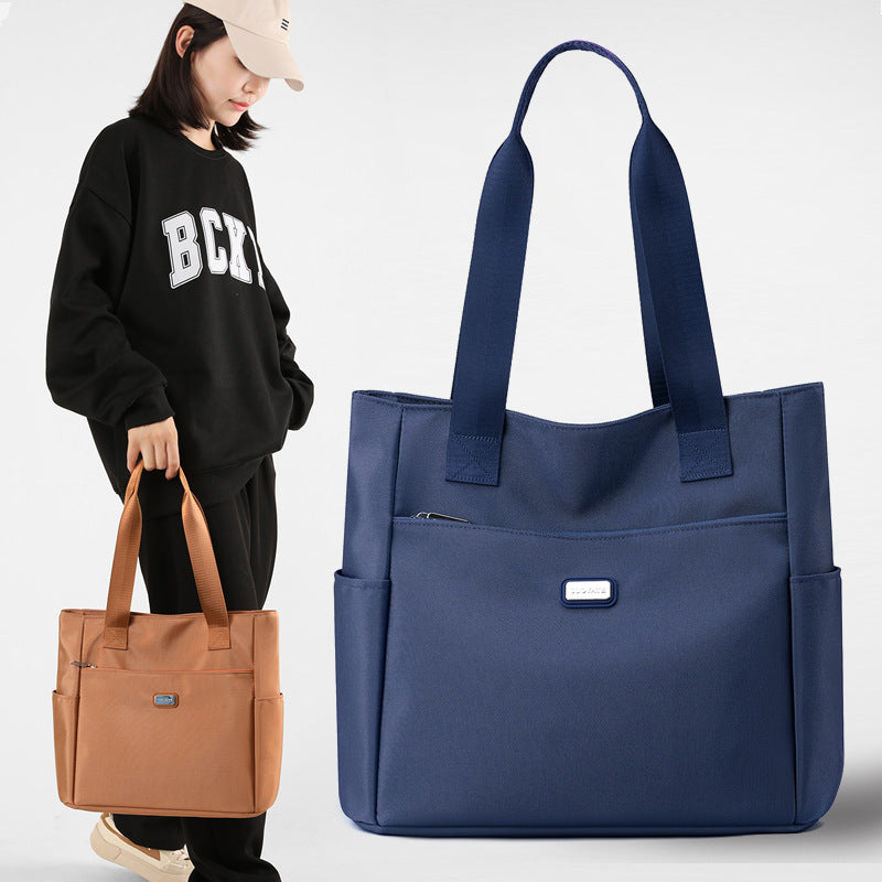 Large Capacity Women's Nylon Tote Bag – Black, Blue, Orange