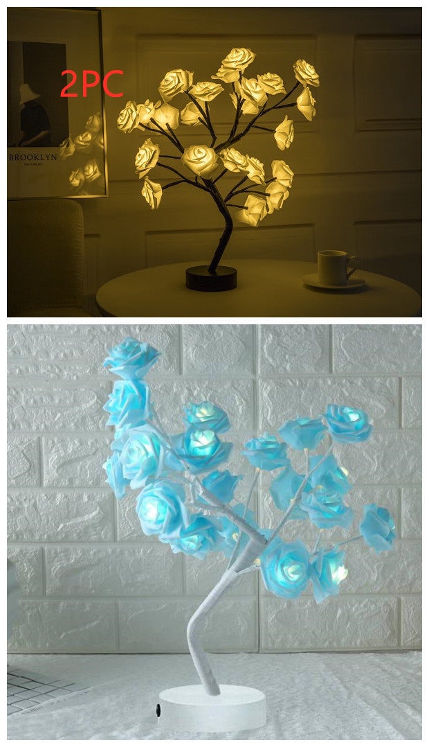 Rose Flower LED Lamp - USB Battery Operated Bonsai Night Light