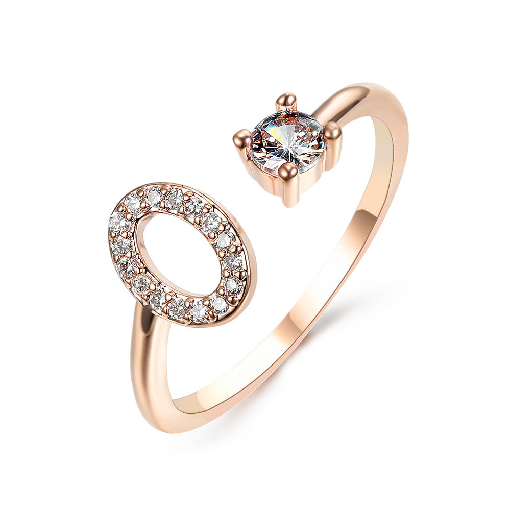 Adjustable 26 Initial Letter Ring - Fashion Jewelry for Women