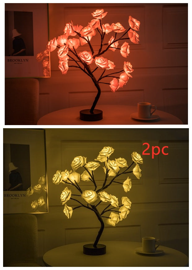 Rose Flower LED Lamp - USB Battery Operated Bonsai Night Light