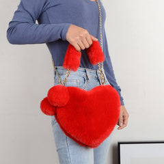 Soft Plush Heart Handbag for Women – Valentine’s Day Party Bag