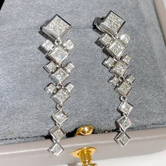 French Design Block Stitching Earrings for Women – Elegant Zircon Inlay