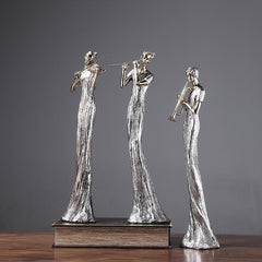 Elegant Metallic Musician Figurines - Modern Artistic Home Décor