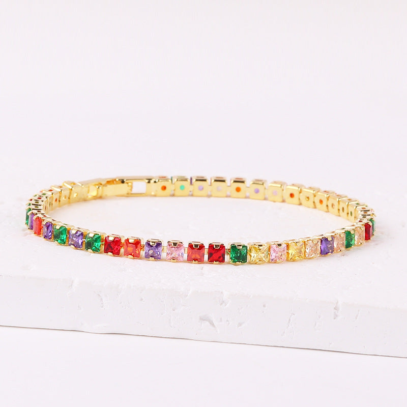 18K Gold-Plated Square Zircon Bracelet – Fashionable and Elegant