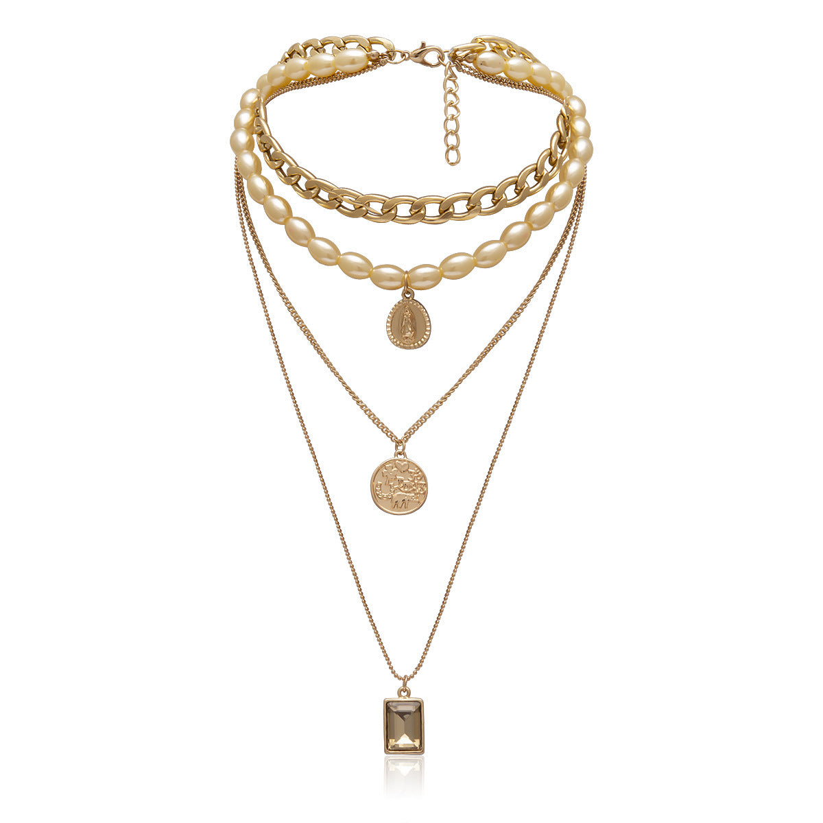 Retro Gold-Plated Portrait Necklace for Women – Sweater Chain Jewelry