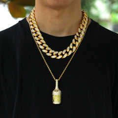 Hip-Hop Hipster Design Wine Bottle Pendant Necklace
