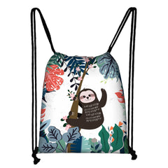 Sloth Drawstring Bag | Polyester Backpack with Drawstring Closure | Outdoor Digital Printed Gift Bag