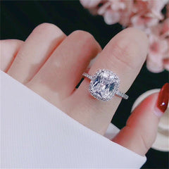 Bridal Wedding Engagement Ring in White Gold Color