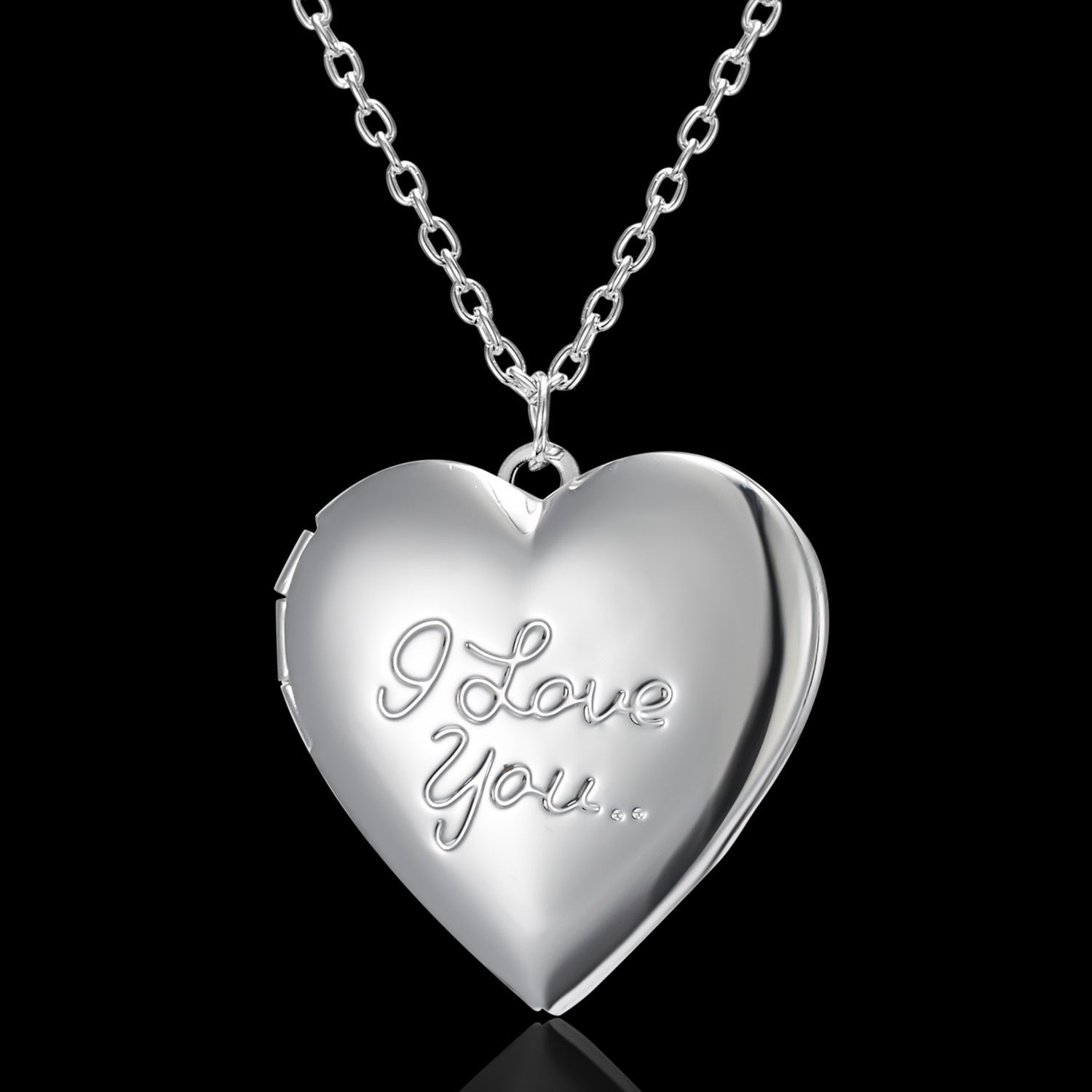 Carved Design Love Necklace Personalized Heart-Shaped Photo Frame Pendant for Women
